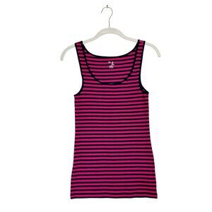Gap Women's Stretch Scoop Neck Stripe Tank in Pink/Blue - Sz M